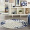 Homeroots 5 ft. Round Ivory & Navy Indoor & Outdoor Area Rug 384834 - alternate 5